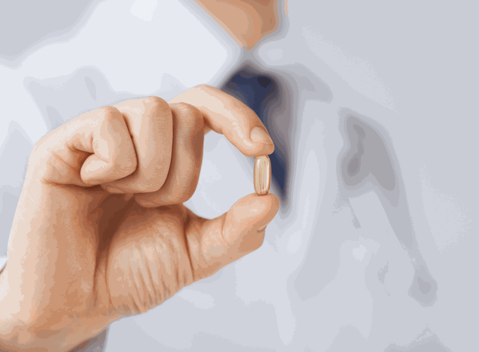 Doctor Holding Fish Oil Capsule