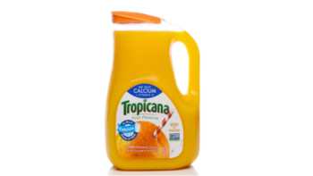 Calcium-Fortified Foods & Supplements -- bottle of calcium-fortified orange juice