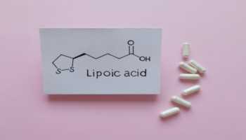 Chemical Structure of Alpha Lipoic Acid on Pink Background