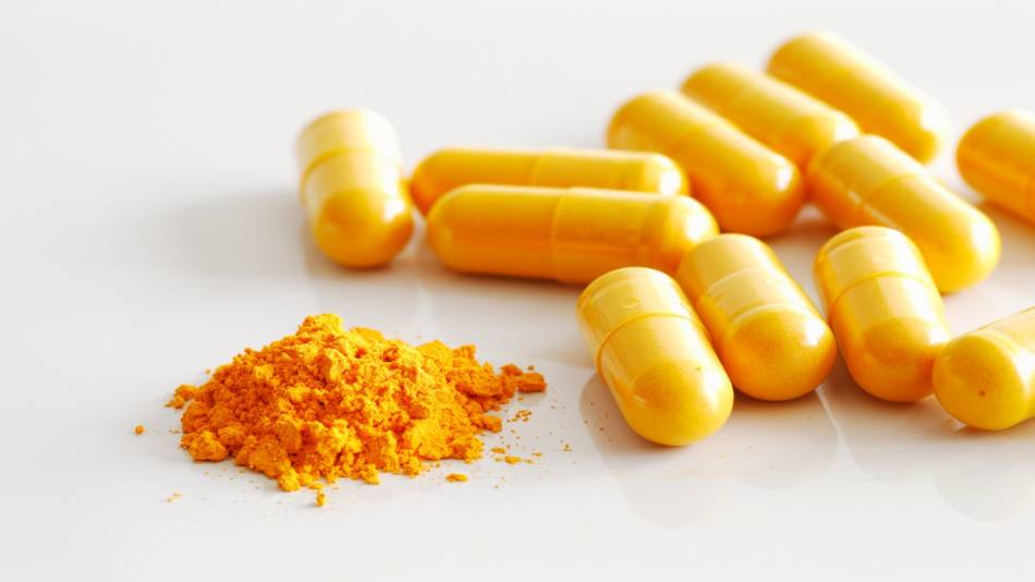 Oxalate in Turmeric & Curcumin -- turmeric capsules and powder, close-up