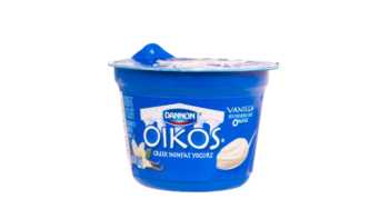 Greek yogurt as a good source of protein? -- container of Oikos Greek yogurt