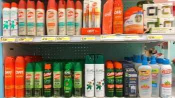 Variety of insect repellents on store shelf