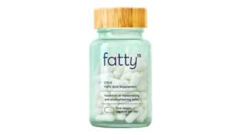 Bottle of fatty15 with white background