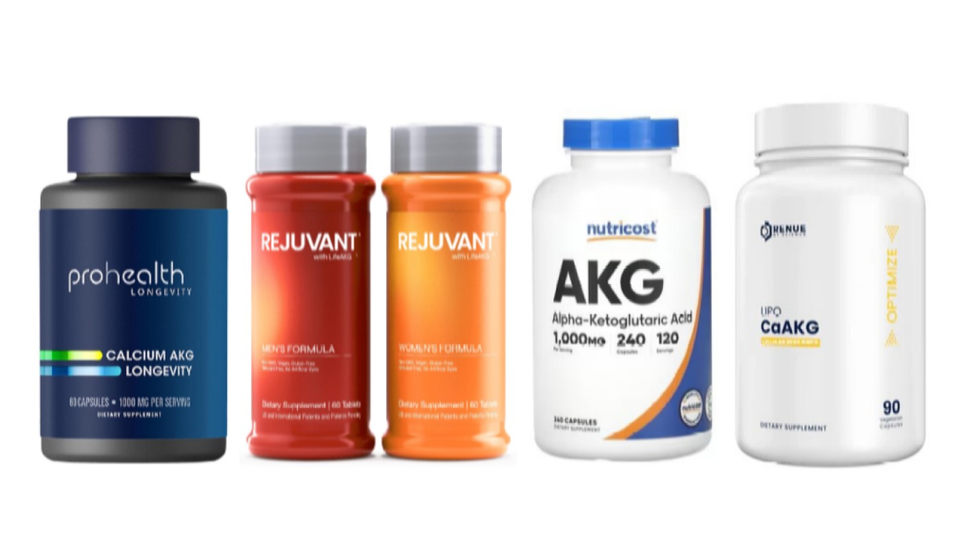 Bottles of commercially available AKG products